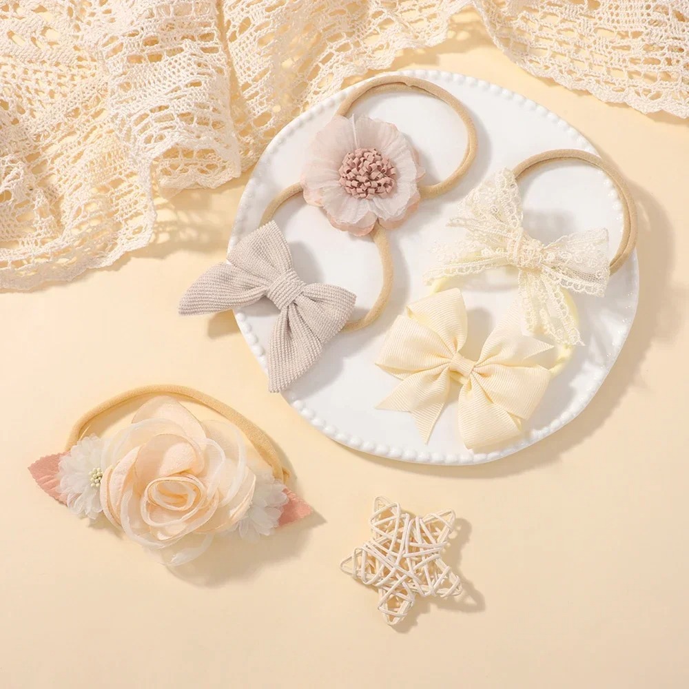 5Pcs Baby Flower Lace Bow Head - Baby Products Set ulasan dan harga